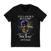 Skull Yes I Am Old But I Saw Pink Floyd On Stage Front Vneck Black - OtherBrick