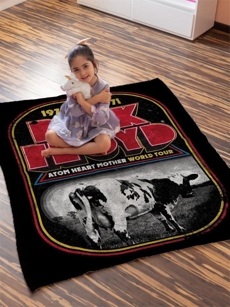 1970 1971 Atom Heart Mother World Tour Pink Floyd Velveteen Plush Blanket