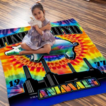 Animals 1977 TieDye Pink Floyd Velveteen Plush Blanket
