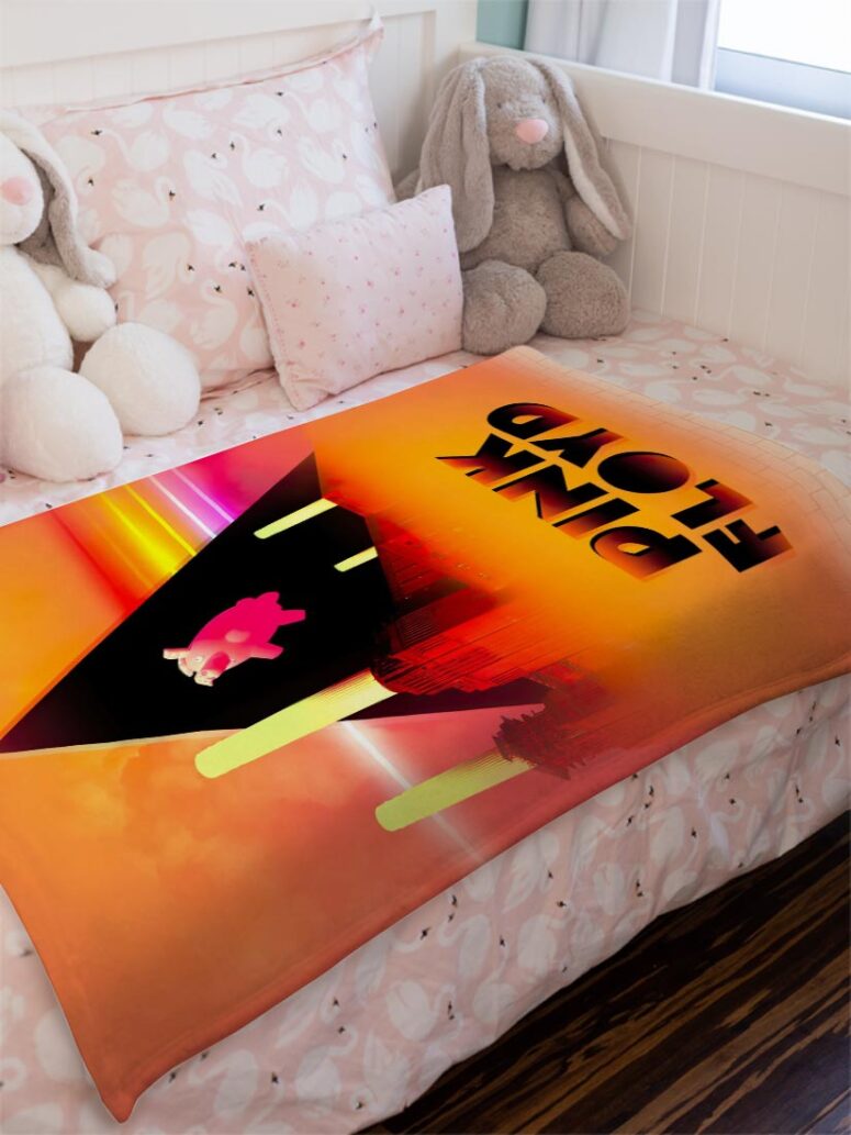 Animals Flying Pig Pink Floyd Velveteen Plush Blanket