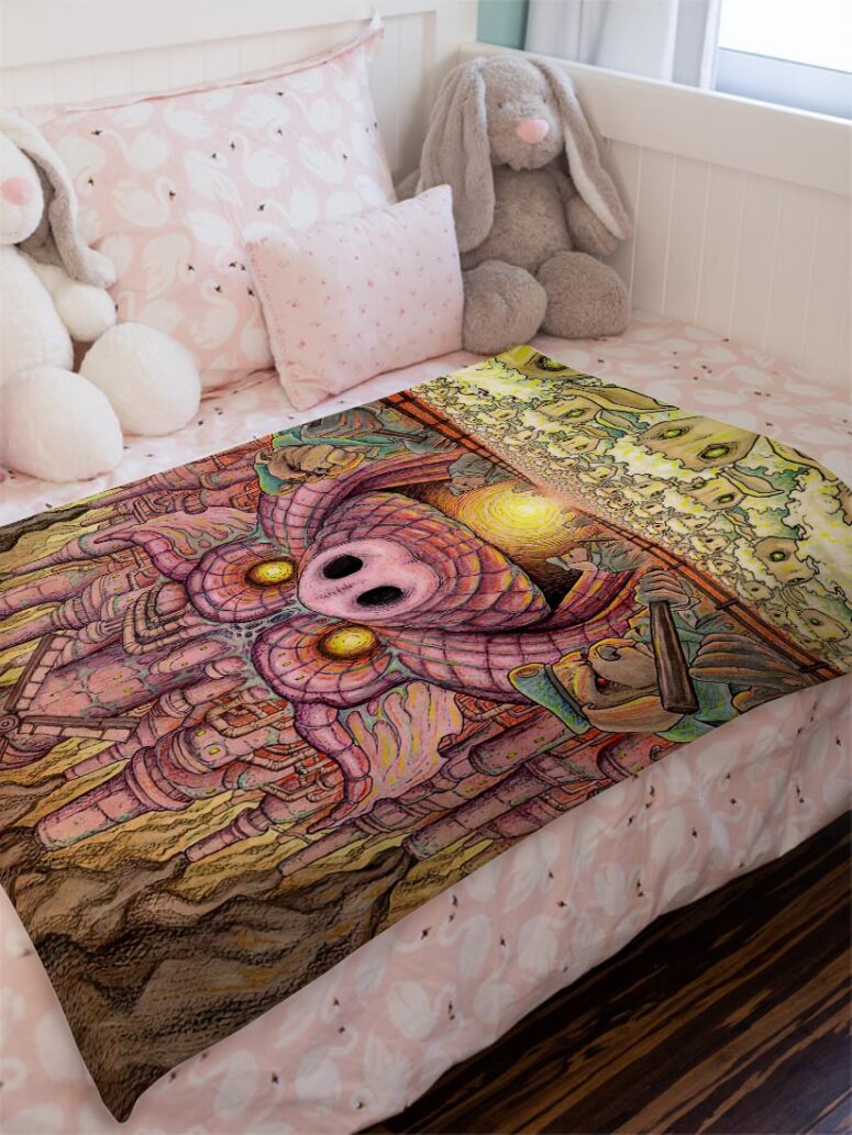 Animals Farm Tribute Painting Pink Floyd Velveteen Plush Blanket