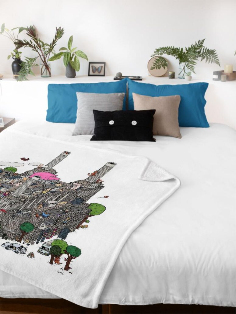 Battersea Power Station Pink Floyd Velveteen Plush Blanket Battersea Power Station Pink Floyd Velveteen Plush Blanket