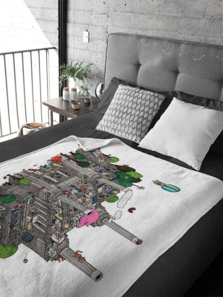 Battersea Power Station Pink Floyd Velveteen Plush Blanket Battersea Power Station Pink Floyd Velveteen Plush Blanket