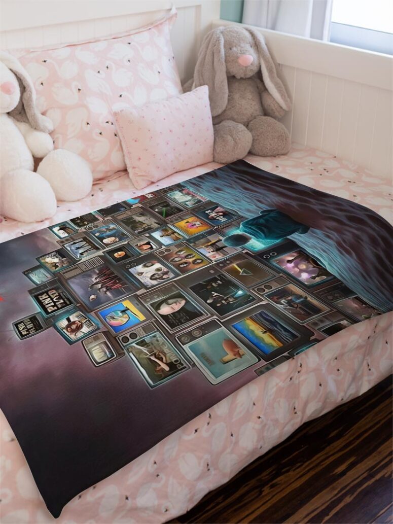 Boy Watching Pink Floyd Show Velveteen Plush Blanket Boy Watching Pink Floyd Show Velveteen Plush Blanket