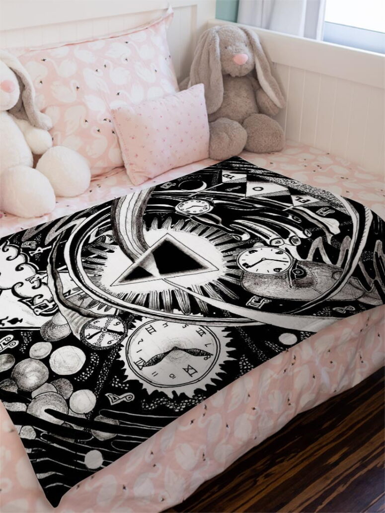 DSOTM Hand Draw Art Pink Floyd Velveteen Plush Blanket DSOTM Hand Draw Art Pink Floyd Velveteen Plush Blanket