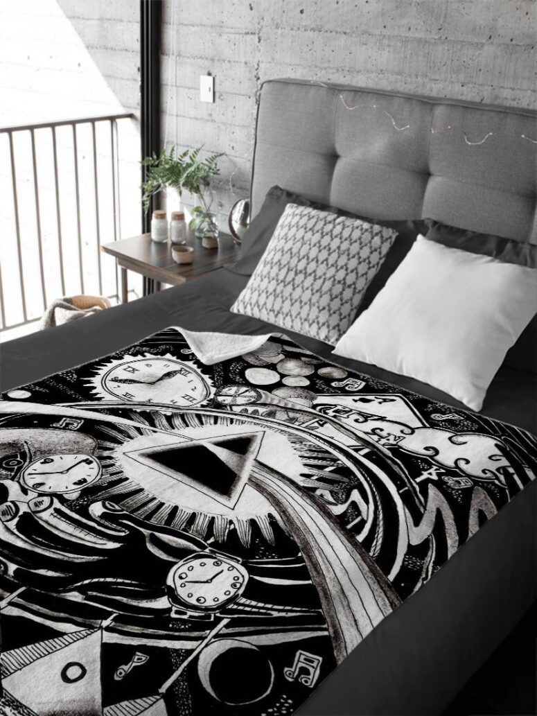 DSOTM Hand Draw Art Pink Floyd Velveteen Plush Blanket DSOTM Hand Draw Art Pink Floyd Velveteen Plush Blanket