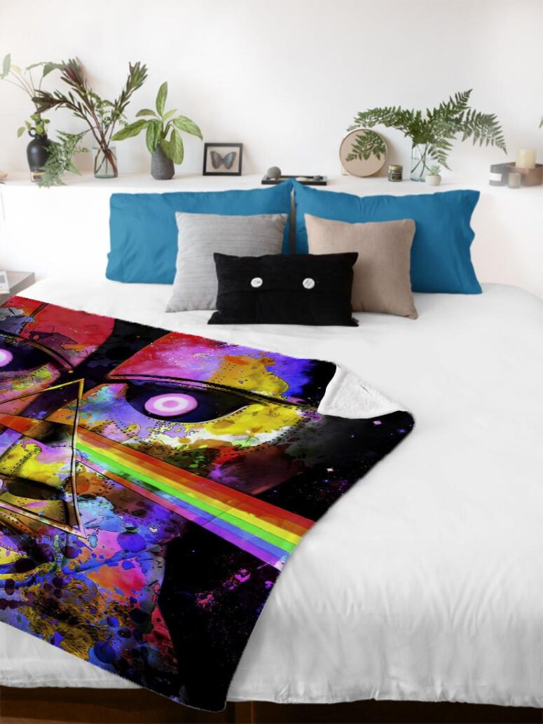DSOTM x The Division Bell psychedelic art Pink Floyd Velveteen Plush Blanket