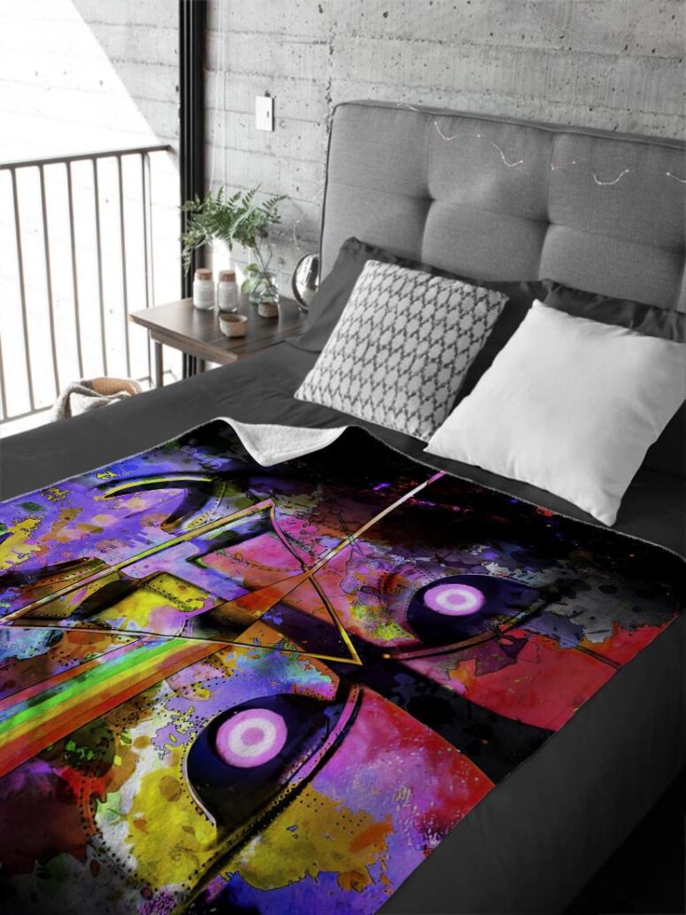 DSOTM x The Division Bell psychedelic art Pink Floyd Velveteen Plush Blanket