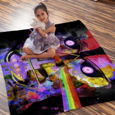 DSOTM x The Division Bell psychedelic art Pink Floyd Velveteen Plush Blanket
