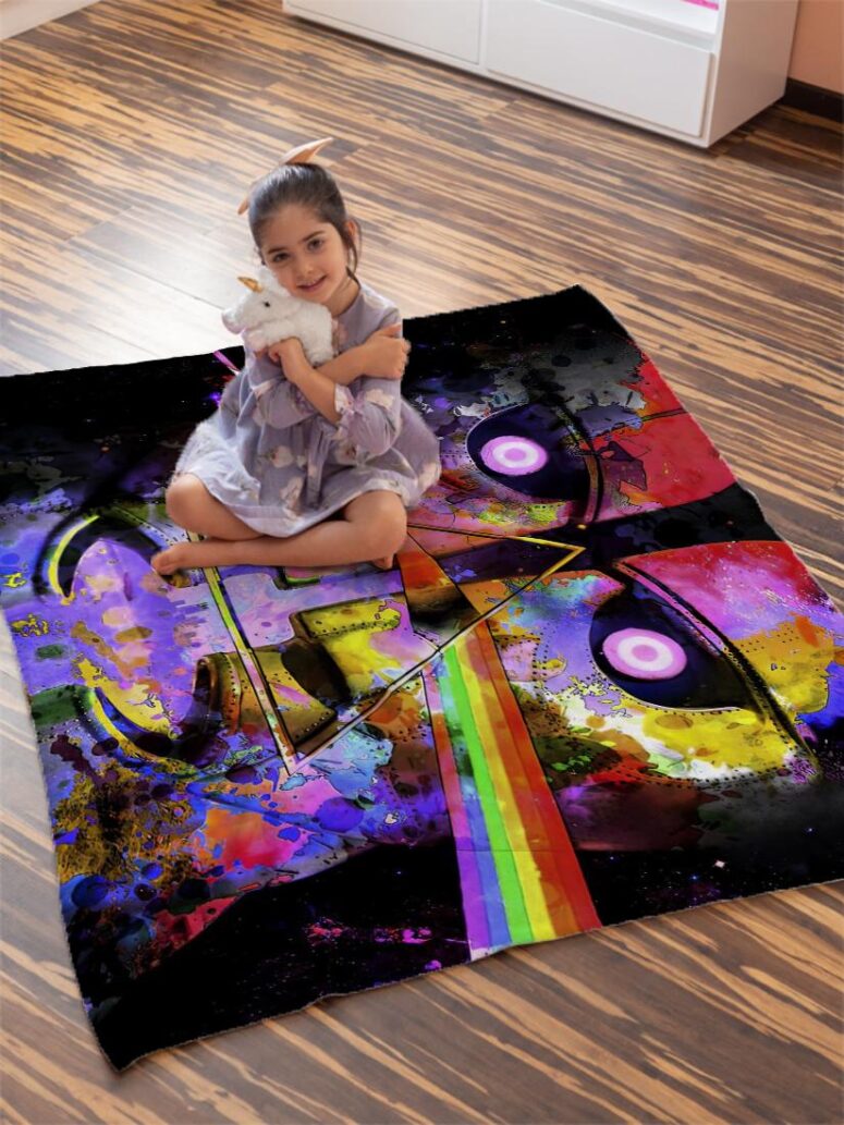 DSOTM x The Division Bell psychedelic art Pink Floyd Velveteen Plush Blanket