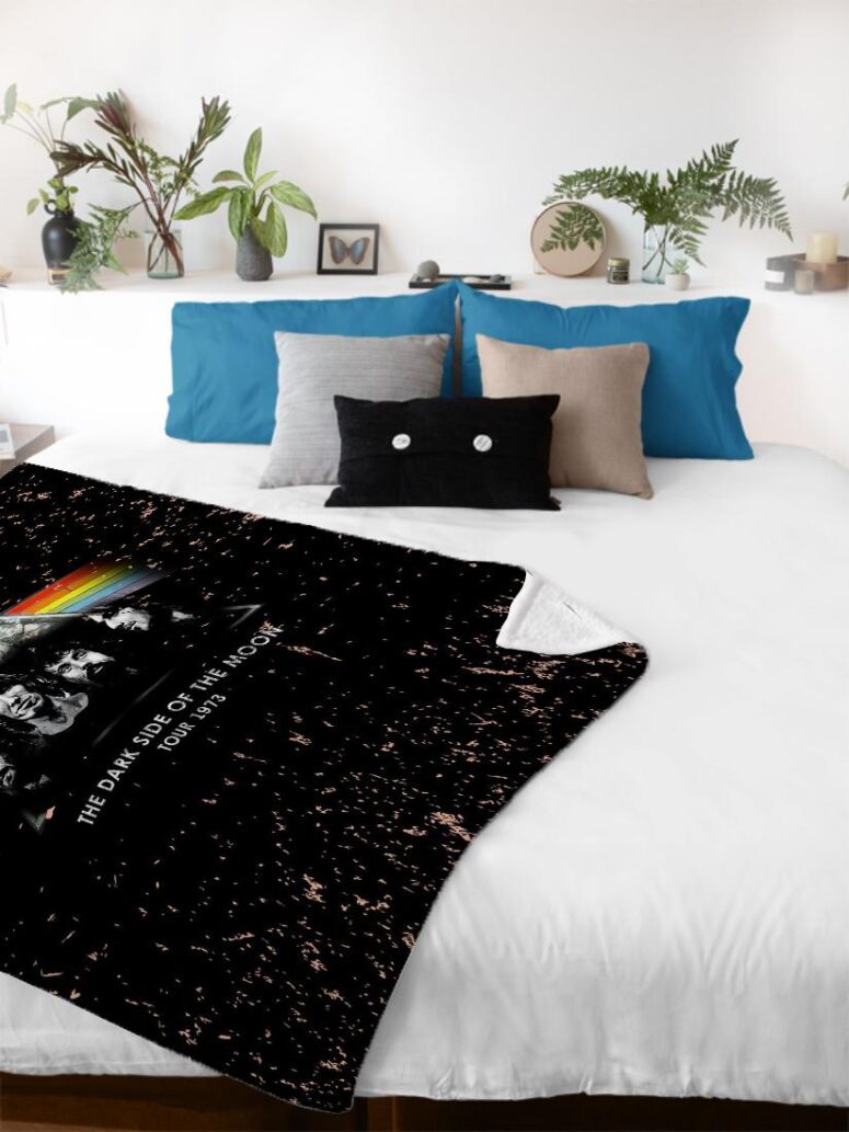 Dark Side Of The Moon 1973 inspired Acid Wash Pink Floyd Velveteen Plush Blanket
