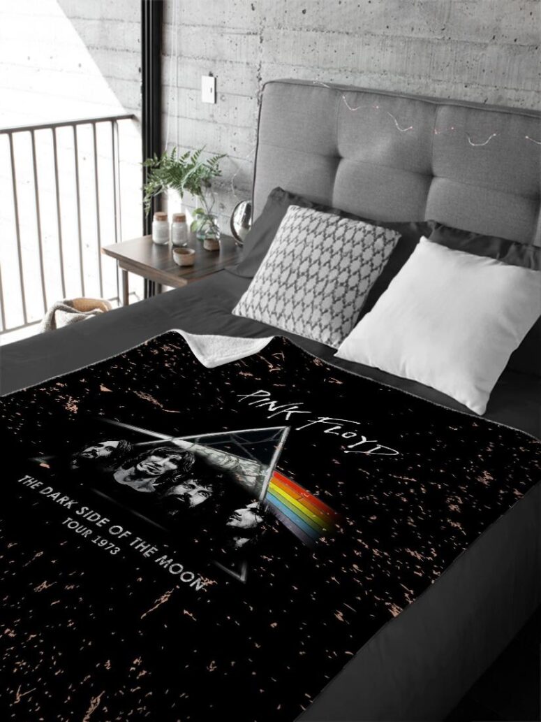 Dark Side Of The Moon 1973 inspired Acid Wash Pink Floyd Velveteen Plush Blanket