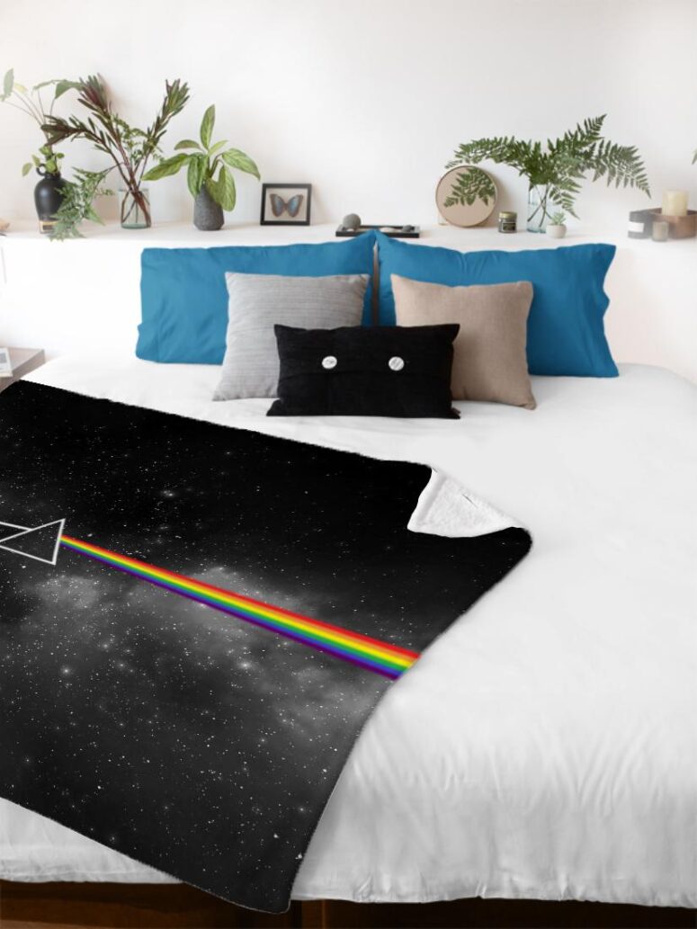 Dark Side Of The Moon Art Black Pink Floyd Velveteen Plush Blanket