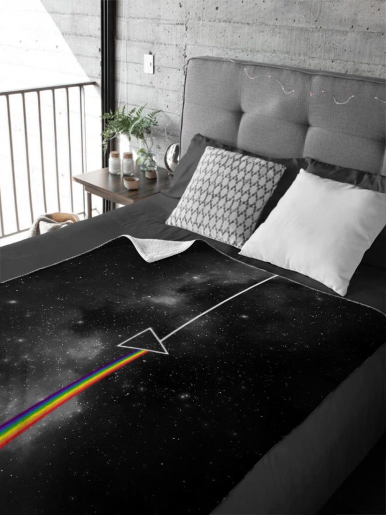 Dark Side Of The Moon Art Black Pink Floyd Velveteen Plush Blanket
