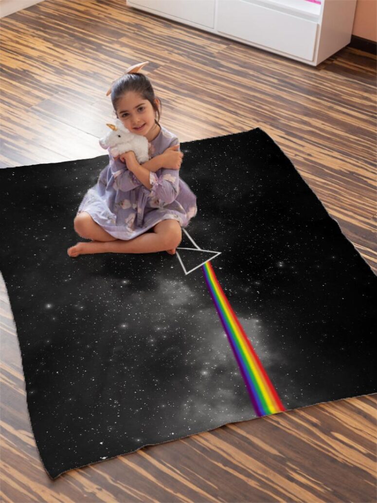 Dark Side Of The Moon Art Black Pink Floyd Velveteen Plush Blanket