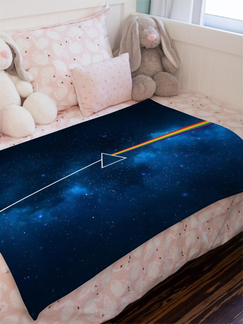 Dark Side Of The Moon Art Blue Pink Floyd Velveteen Plush Blanket
