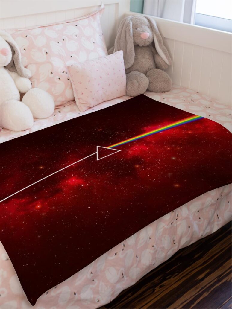 Dark Side Of The Moon Art Red Pink Floyd Velveteen Plush Blanket