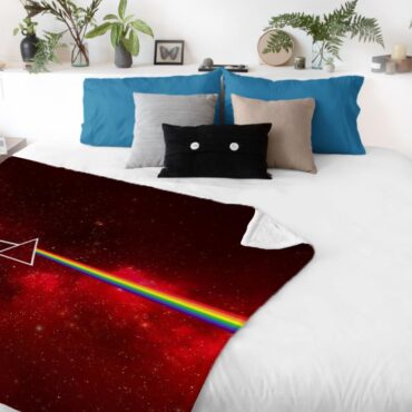 Dark Side Of The Moon Art Red Pink Floyd Velveteen Plush Blanket