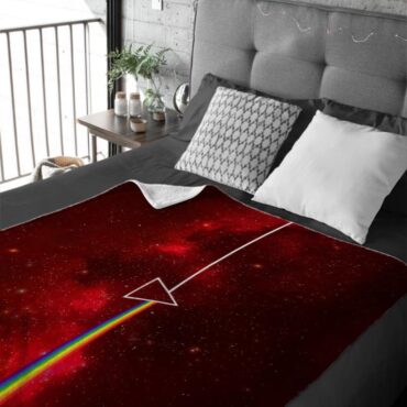 Dark Side Of The Moon Art Red Pink Floyd Velveteen Plush Blanket