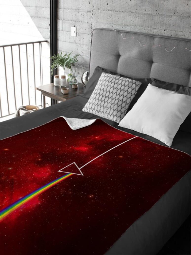 Dark Side Of The Moon Art Red Pink Floyd Velveteen Plush Blanket