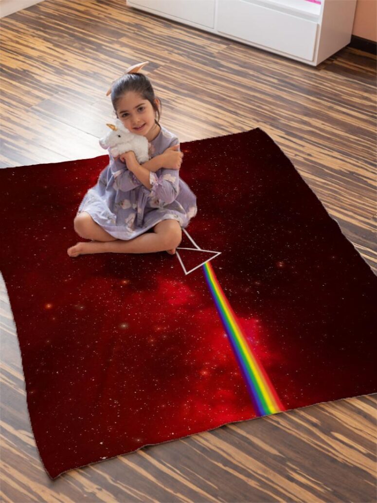 Dark Side Of The Moon Art Red Pink Floyd Velveteen Plush Blanket