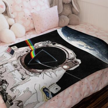 Dark Side Of The Moon Astronaut Pink Floyd Velveteen Plush Blanket