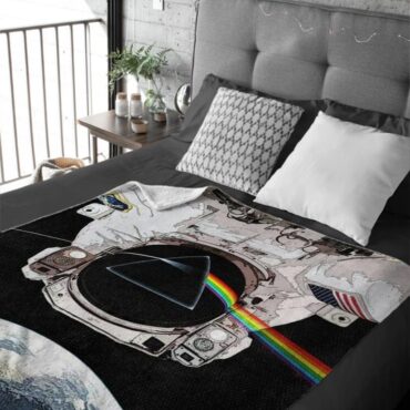 Dark Side Of The Moon Astronaut Pink Floyd Velveteen Plush Blanket