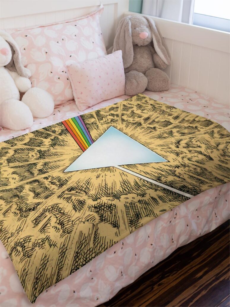 Dark Side Of The Moon Cartoon Style Pink Floyd Velveteen Plush Blanket