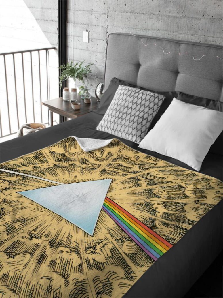 Dark Side Of The Moon Cartoon Style Pink Floyd Velveteen Plush Blanket