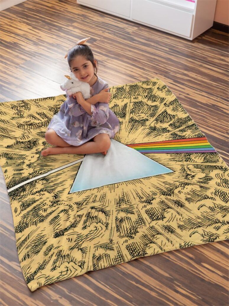 Dark Side Of The Moon Cartoon Style Pink Floyd Velveteen Plush Blanket