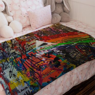 Dark Side Of The Moon Painting Stretched Pink Floyd Velveteen Plush Blanket