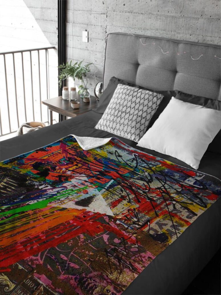 Dark Side Of The Moon Painting Stretched Pink Floyd Velveteen Plush Blanket Dark Side Of The Moon Painting Stretched Pink Floyd Velveteen Plush Blanket