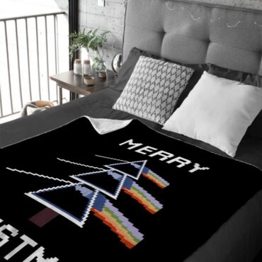 Dark Side Of The Moon Xmas Tree Pink Floyd Velveteen Plush Blanket