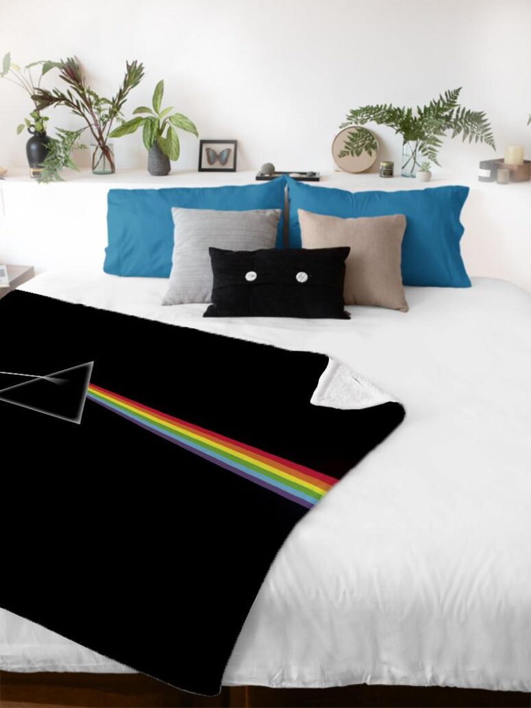 Dark Side Of The Moon and Astronaut Moon Pink Floyd Velveteen Plush Blanket Dark Side Of The Moon and Astronaut Moon Pink Floyd Velveteen Plush Blanket