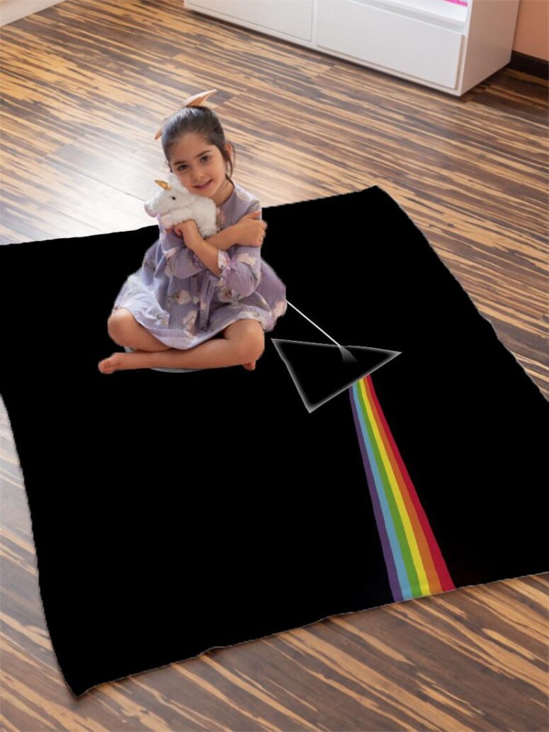Dark Side Of The Moon and Astronaut Moon Pink Floyd Velveteen Plush Blanket Dark Side Of The Moon and Astronaut Moon Pink Floyd Velveteen Plush Blanket