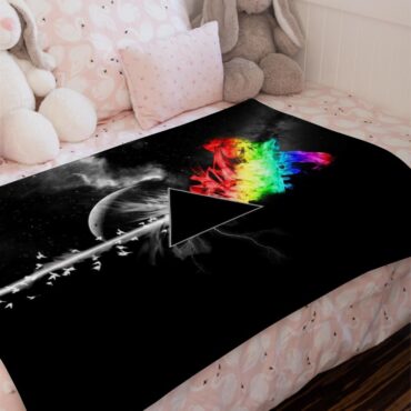 Dark Side Of the Moon in Space Digital Art Pink Floyd Velveteen Plush Blanket