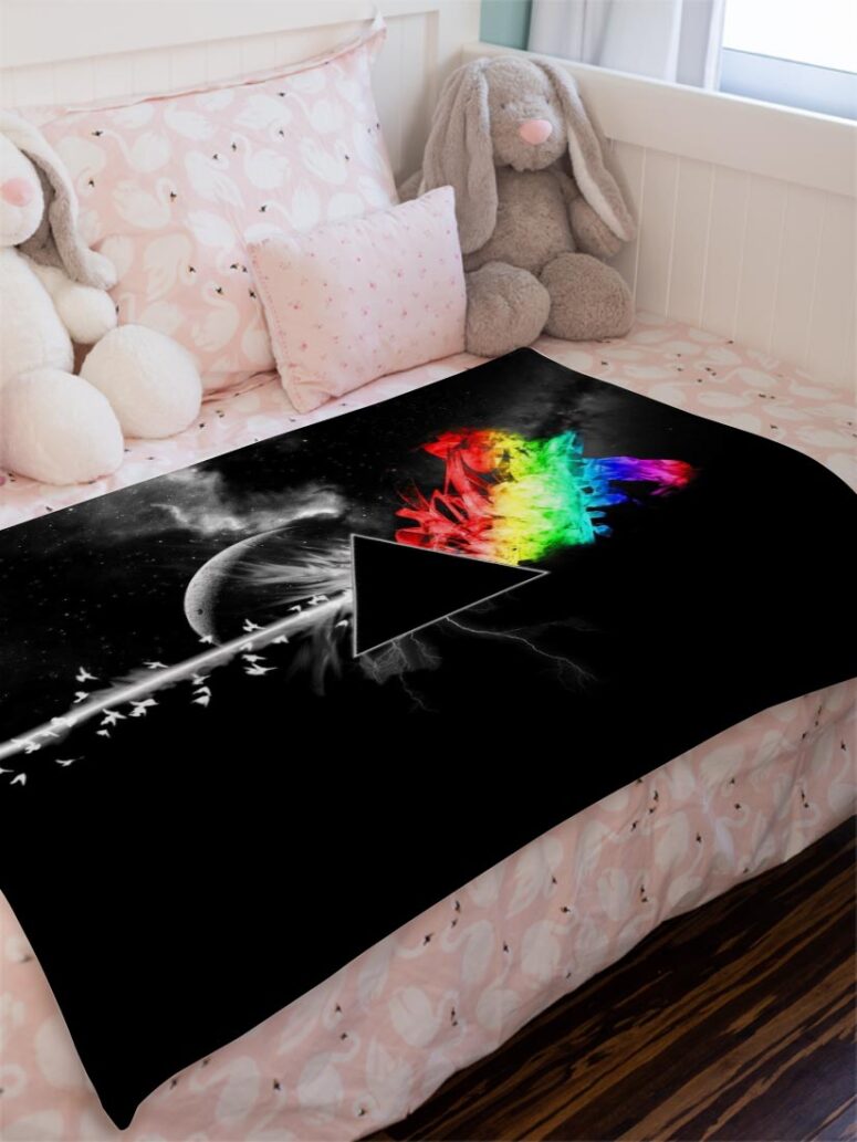 Dark Side Of the Moon in Space Digital Art Pink Floyd Velveteen Plush Blanket