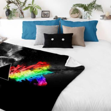 Dark Side Of the Moon in Space Digital Art Pink Floyd Velveteen Plush Blanket