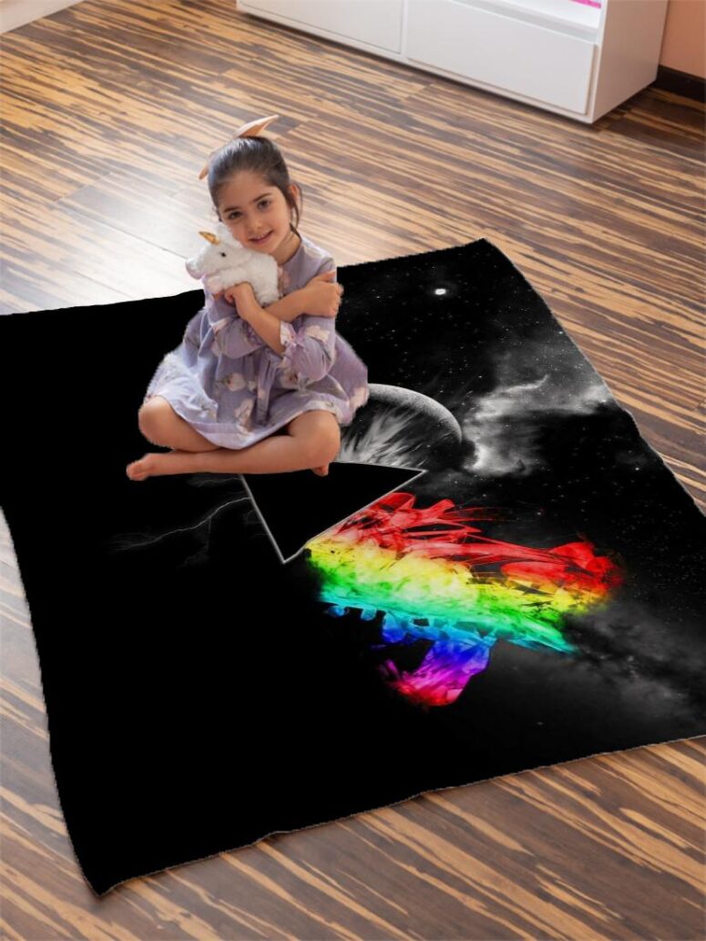 Dark Side Of the Moon in Space Digital Art Pink Floyd Velveteen Plush Blanket