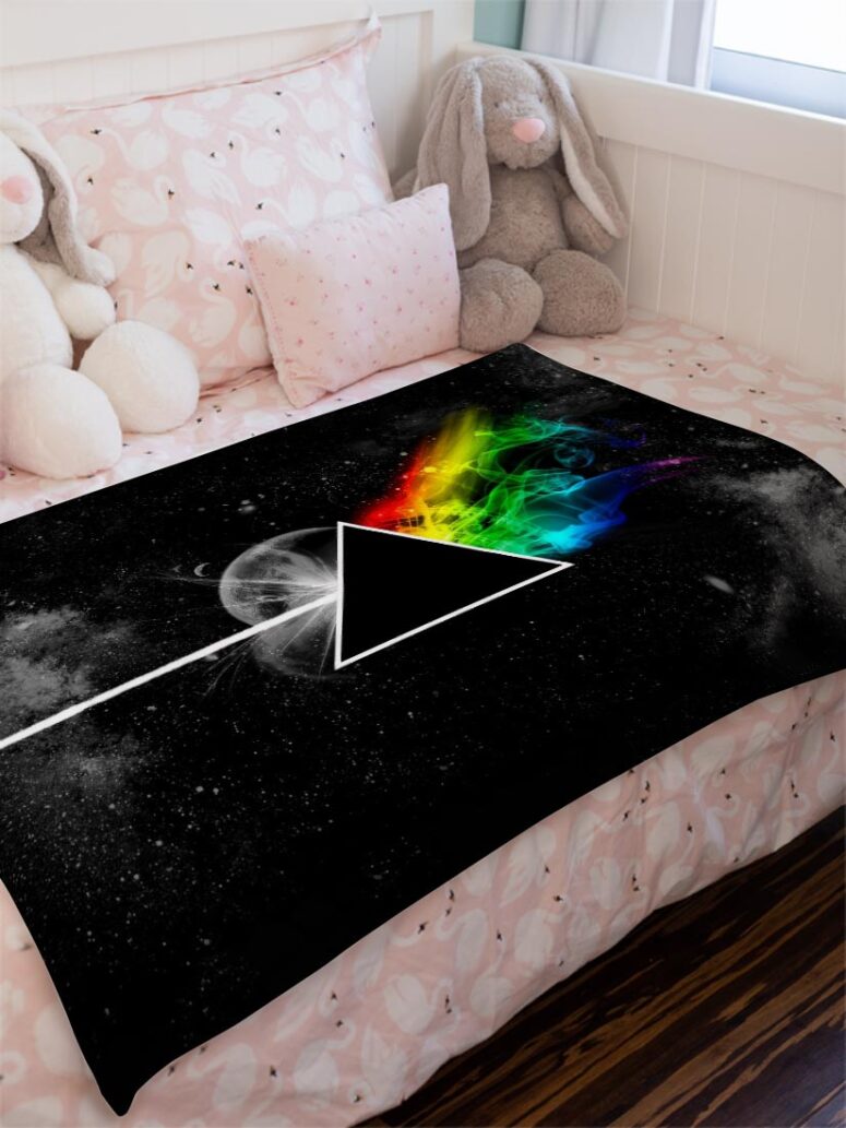 Dark Side Of the Moon in Space Pink Floyd Velveteen Plush Blanket