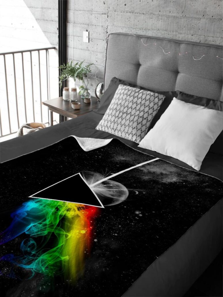 Dark Side Of the Moon in Space Pink Floyd Velveteen Plush Blanket