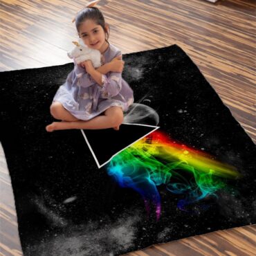 Dark Side Of the Moon in Space Pink Floyd Velveteen Plush Blanket