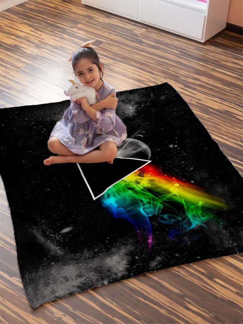 Dark Side Of the Moon in Space Pink Floyd Velveteen Plush Blanket