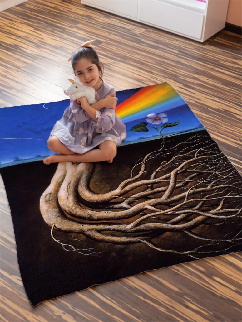 Dark Side Of the Root Art Pink Floyd Velveteen Plush Blanket