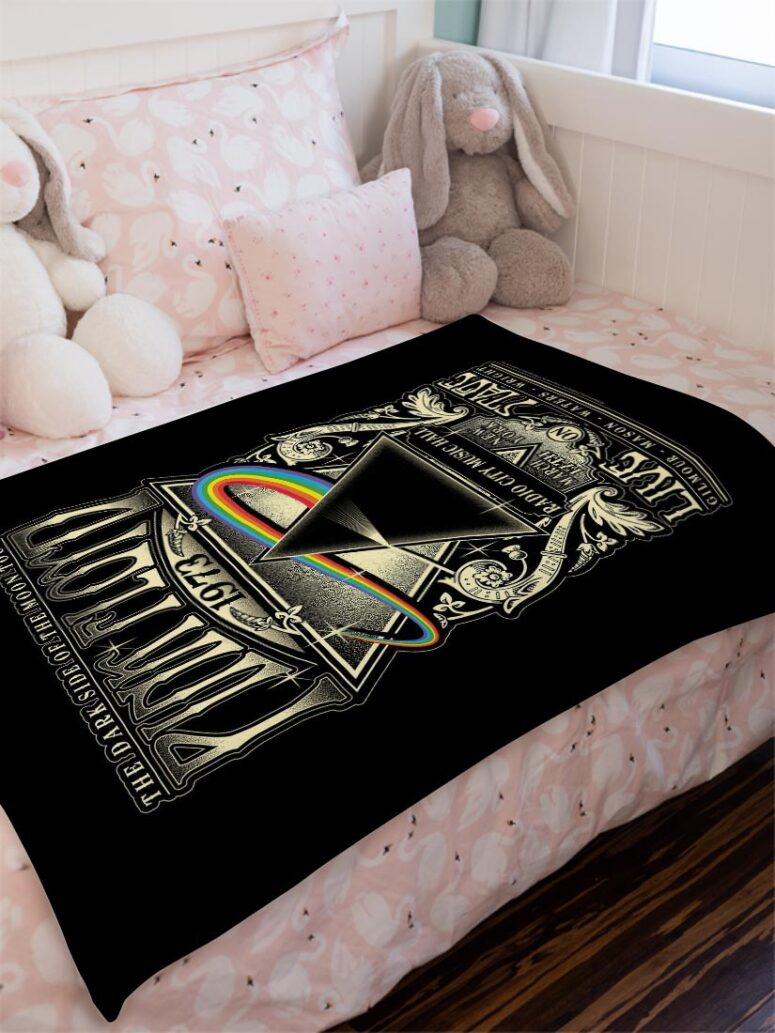 Dark Side of The Moon Tour 1973 Radio City Music Hall Concert New York Pink Floyd Velveteen Plush Blanket Dark Side of The Moon Tour 1973 Radio City Music Hall Concert New York Pink Floyd Velveteen Plush Blanket