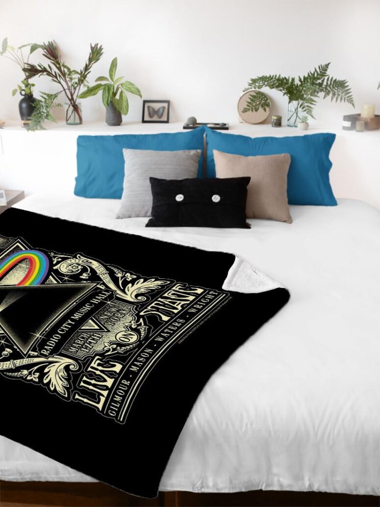 Dark Side of The Moon Tour 1973 Radio City Music Hall Concert New York Pink Floyd Velveteen Plush Blanket Dark Side of The Moon Tour 1973 Radio City Music Hall Concert New York Pink Floyd Velveteen Plush Blanket