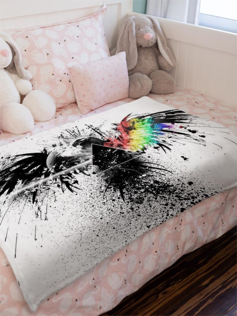 Eagle Dark Side Of The Moon Wall Art Pink Floyd Velveteen Plush Blanket