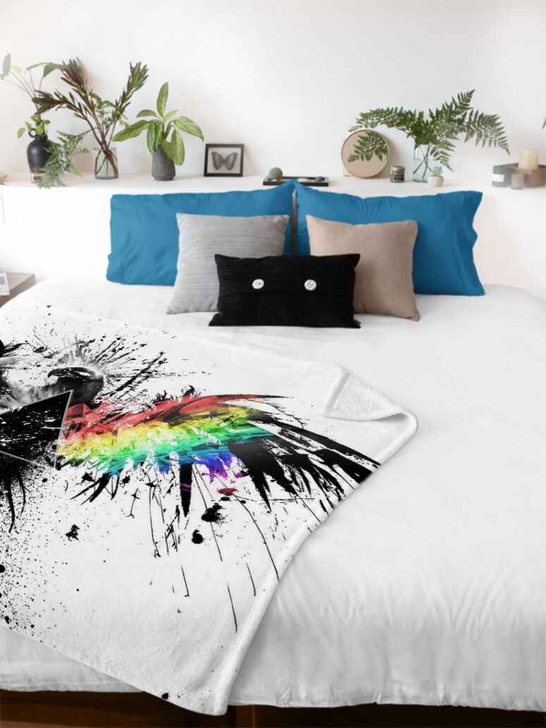 Eagle Dark Side Of The Moon Wall Art Pink Floyd Velveteen Plush Blanket