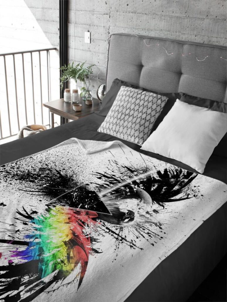 Eagle Dark Side Of The Moon Wall Art Pink Floyd Velveteen Plush Blanket