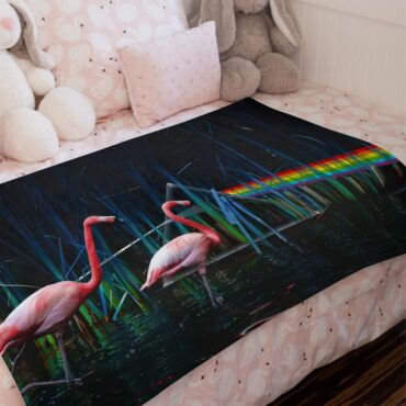 Flamingo DSOTM Pink Floyd Velveteen Plush Blanket